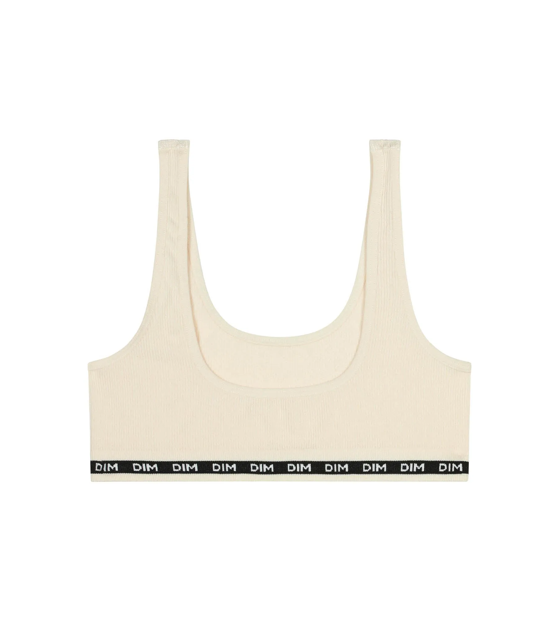 Girls' ribbed fabric bralette in Beige Ivory Dim Icons