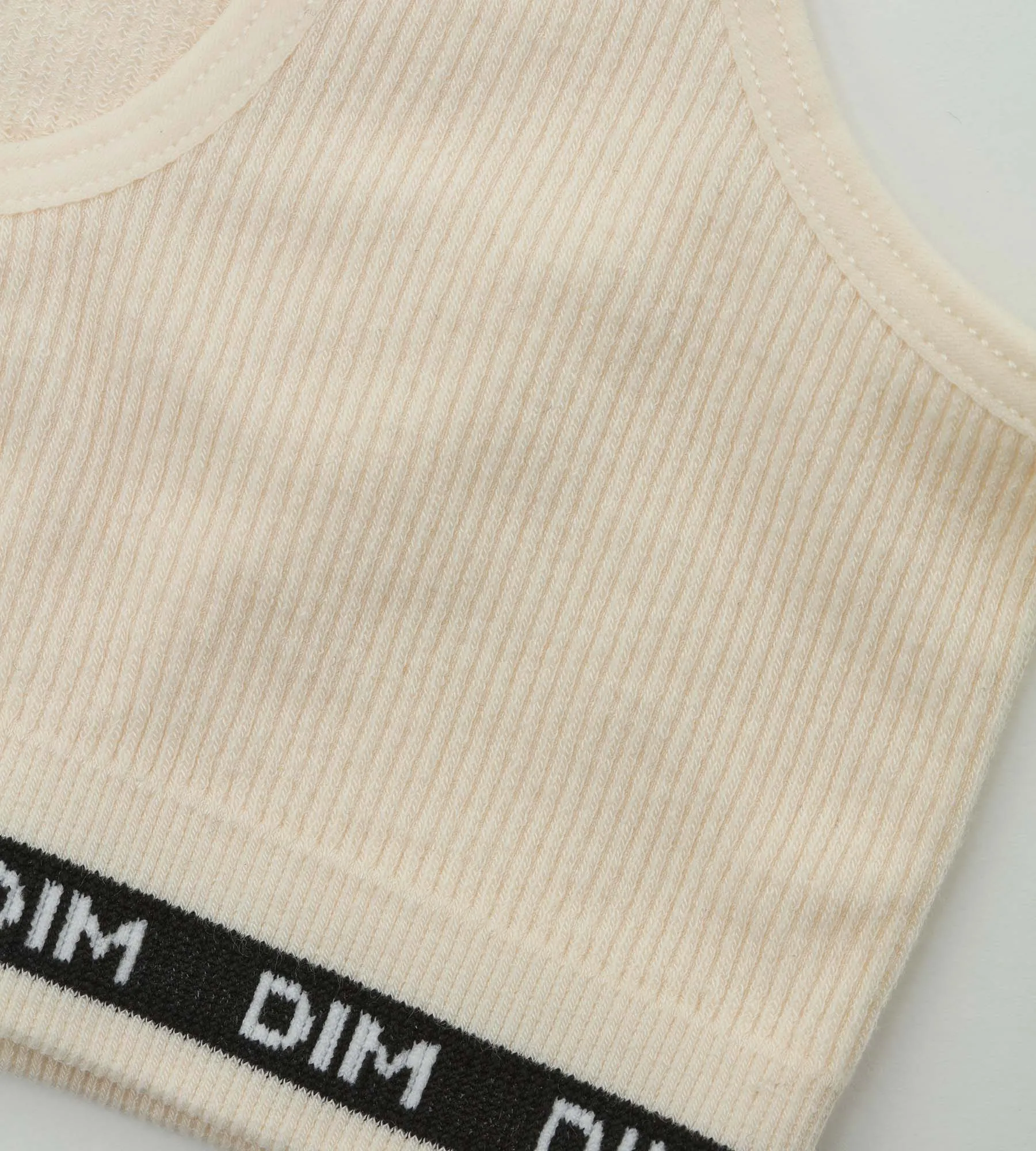 Girls' ribbed fabric bralette in Beige Ivory Dim Icons