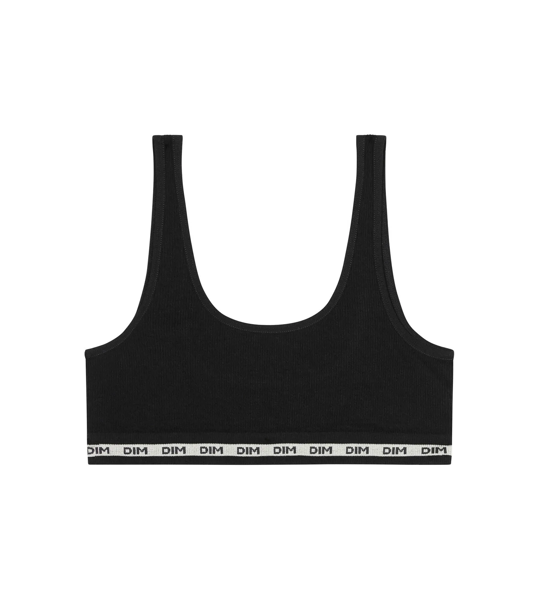 Girls' ribbed fabric bralette in Black Dim Icons