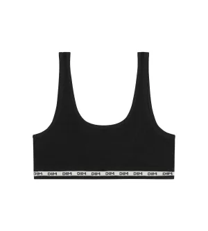 Girls' ribbed fabric bralette in Black Dim Icons