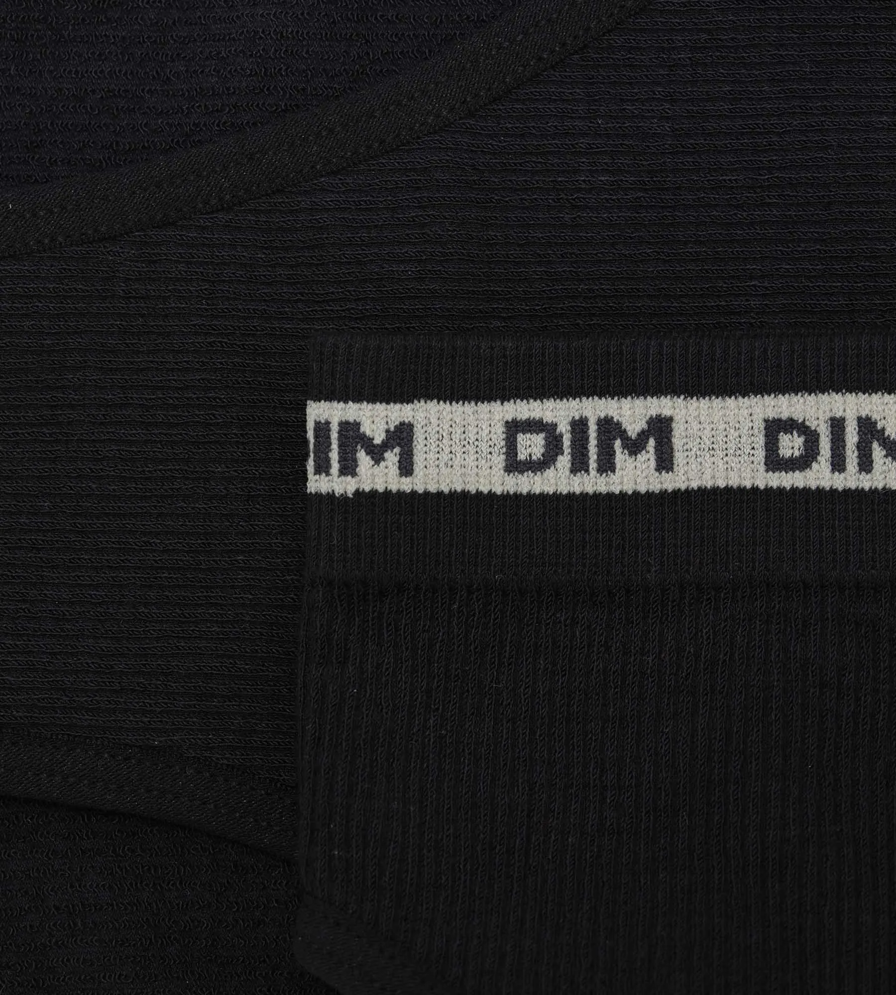 Girls' ribbed fabric briefs in Black with beige waistband Dim Icons