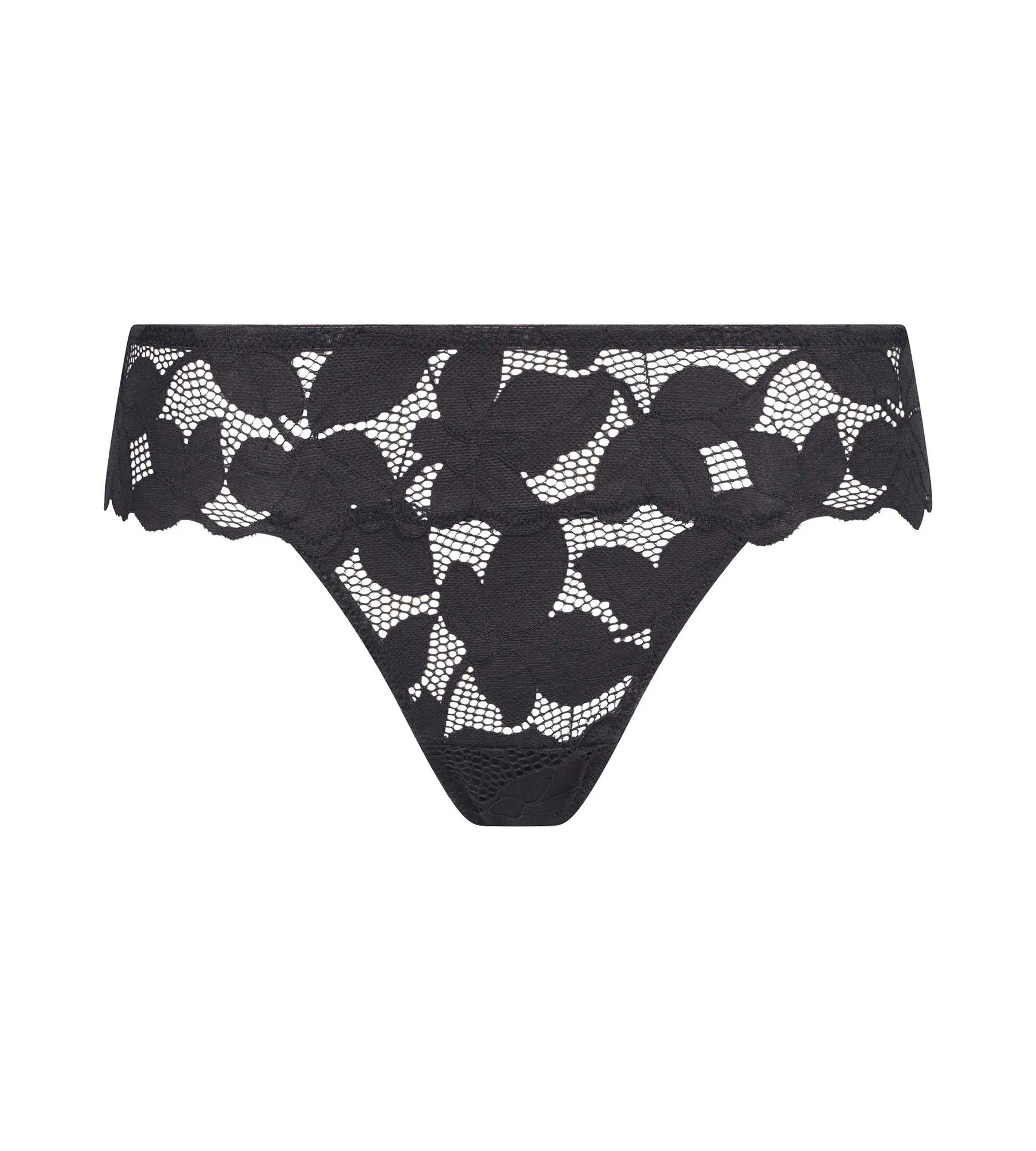 Granite grey lace thong with large flowers Dim Lacy