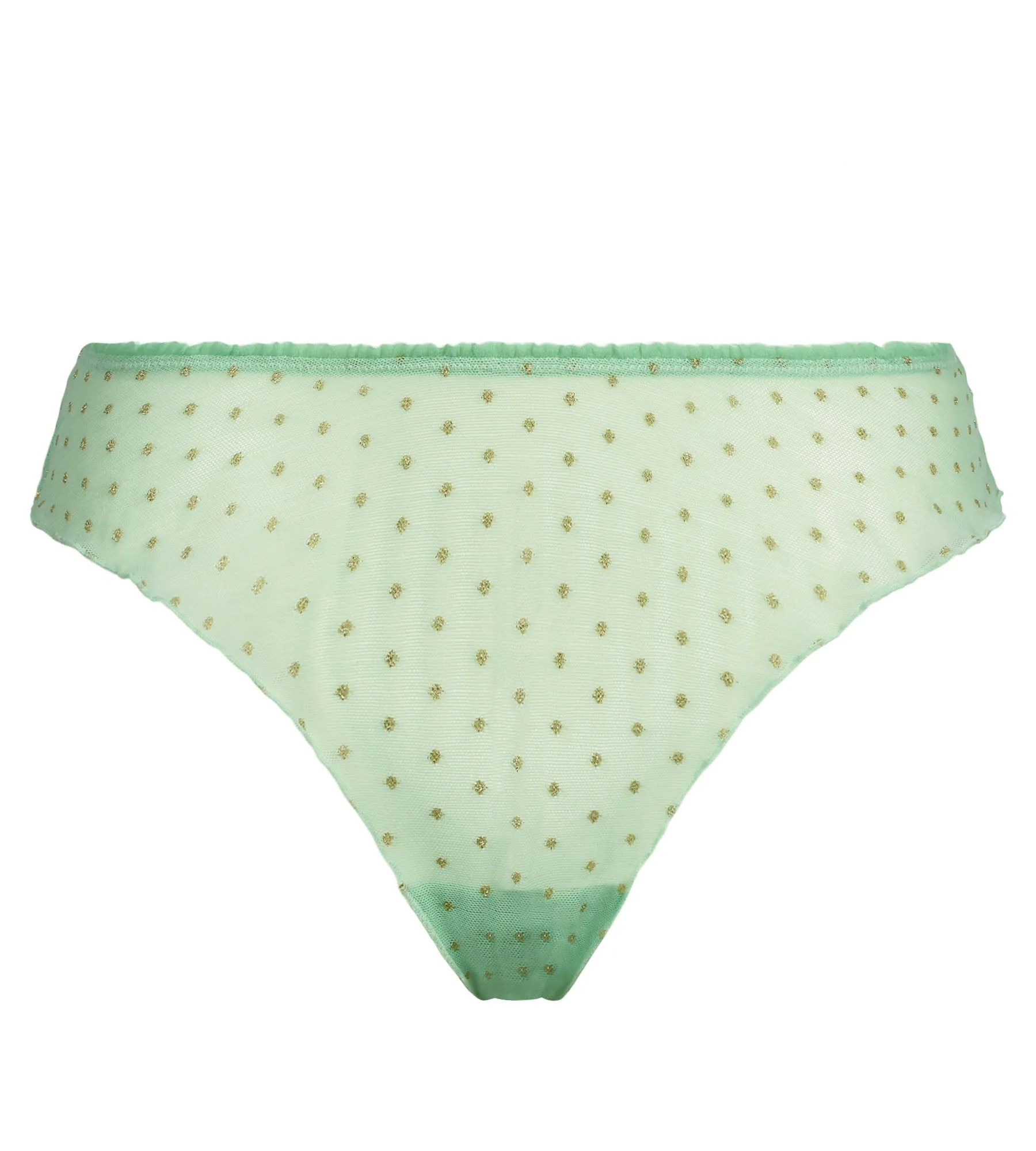 Green sheer tulle midi panty with lurex polka dots Dim Shiny Mesh