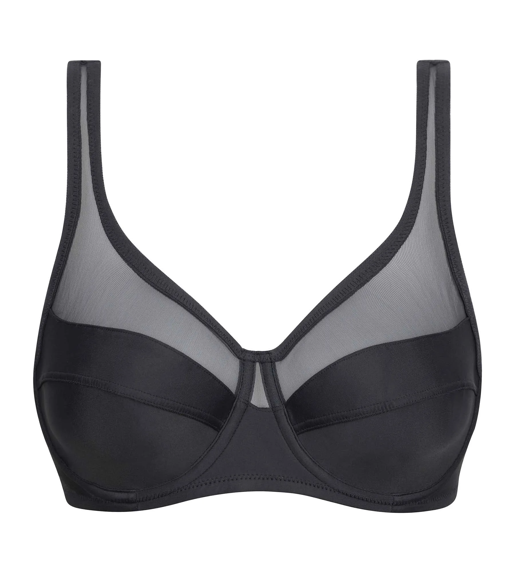 Grey microfiber and tulle push-on bra Dim Generous