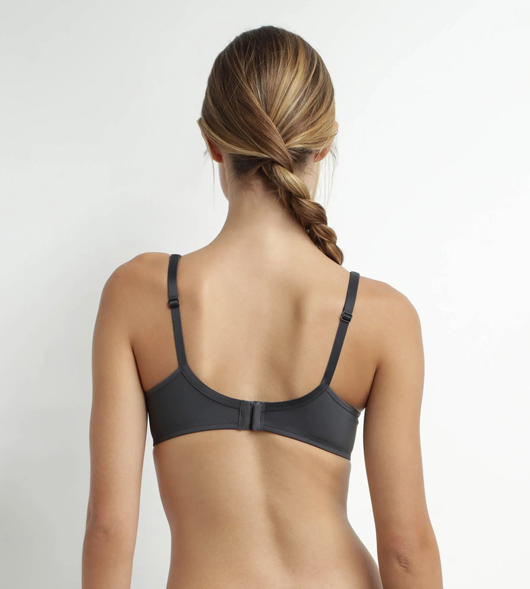 Grey microfiber and tulle push-on bra Dim Generous