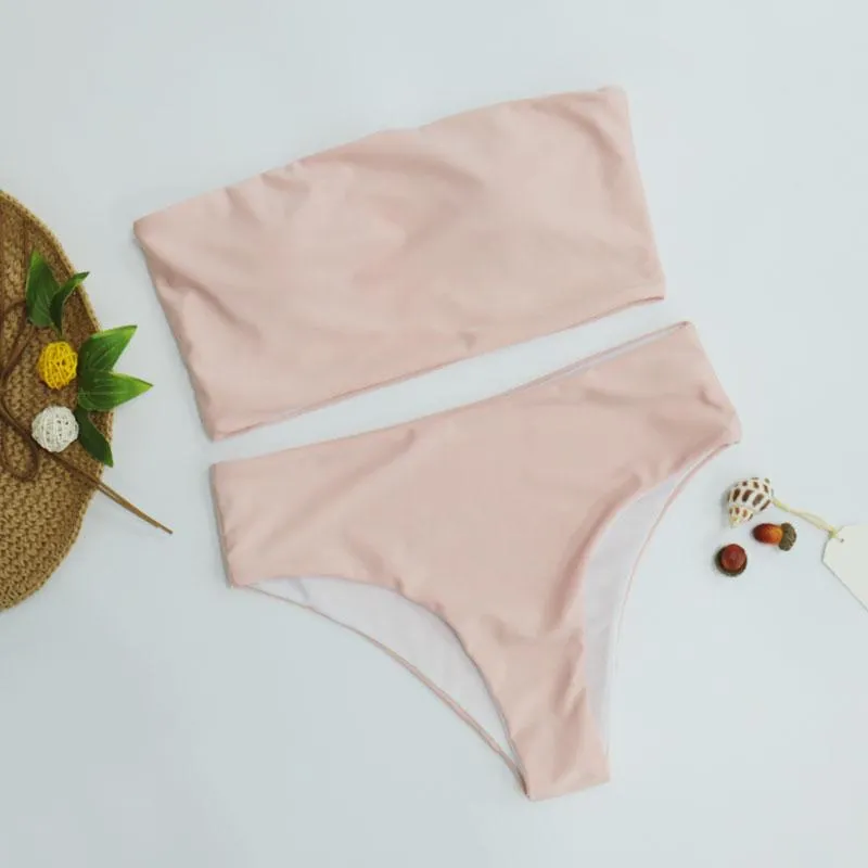 High Leg Bandeau bikini set Swimwear female swimsuit High Waist Bikini Women Bathing Suit biquini