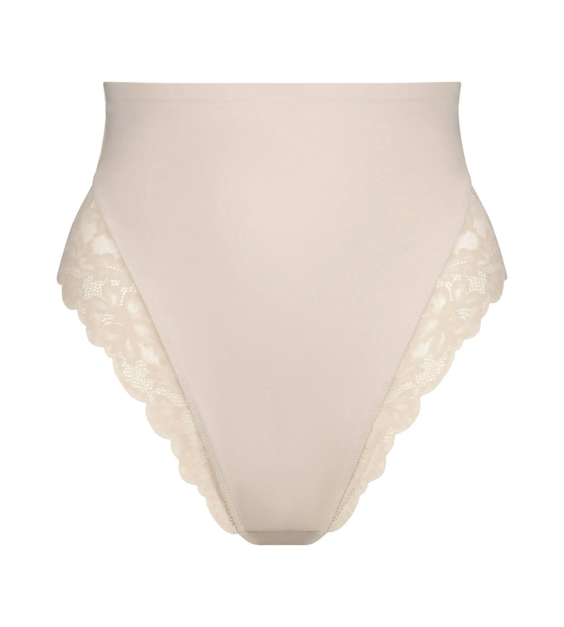 High-Waist Shaping Thong in Microfibre and Lace Nude – Dim Silhouette Elegance