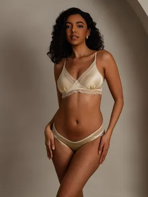 Lace Trimmed Pure Silk Bra & Panty Set