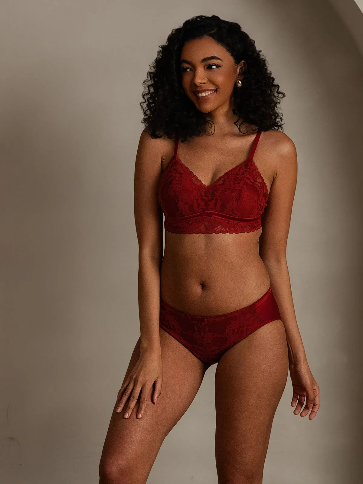 Lace Trimmed Silk Blend Bra & Panty Set
