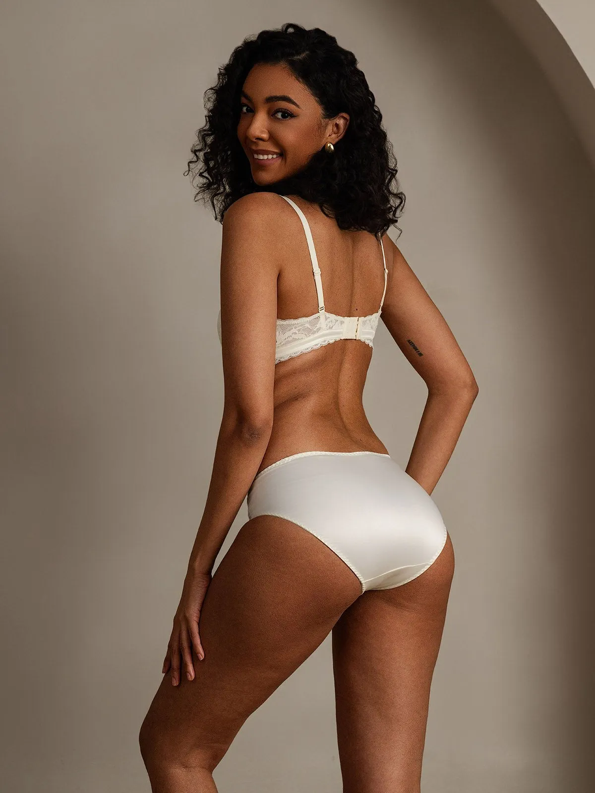 Lace Trimmed Silk Blend Bra & Panty Set