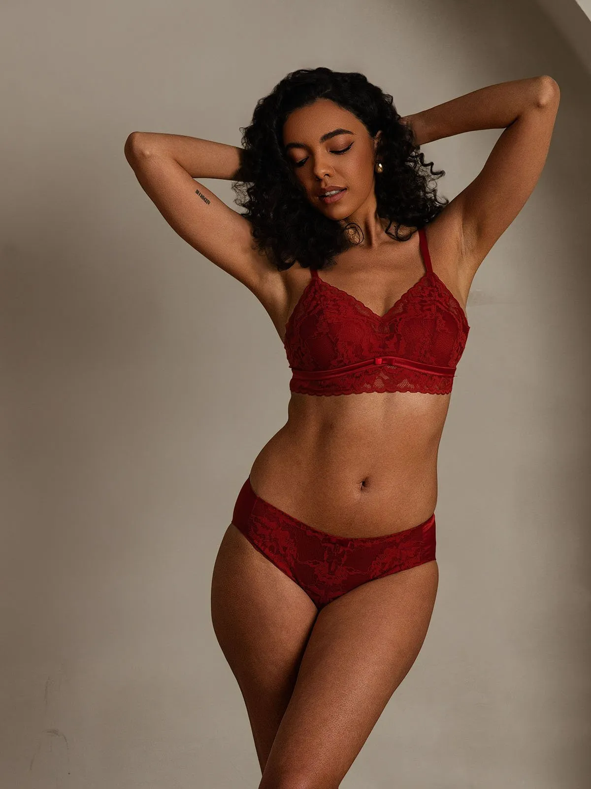 Lace Trimmed Silk Blend Bra & Panty Set