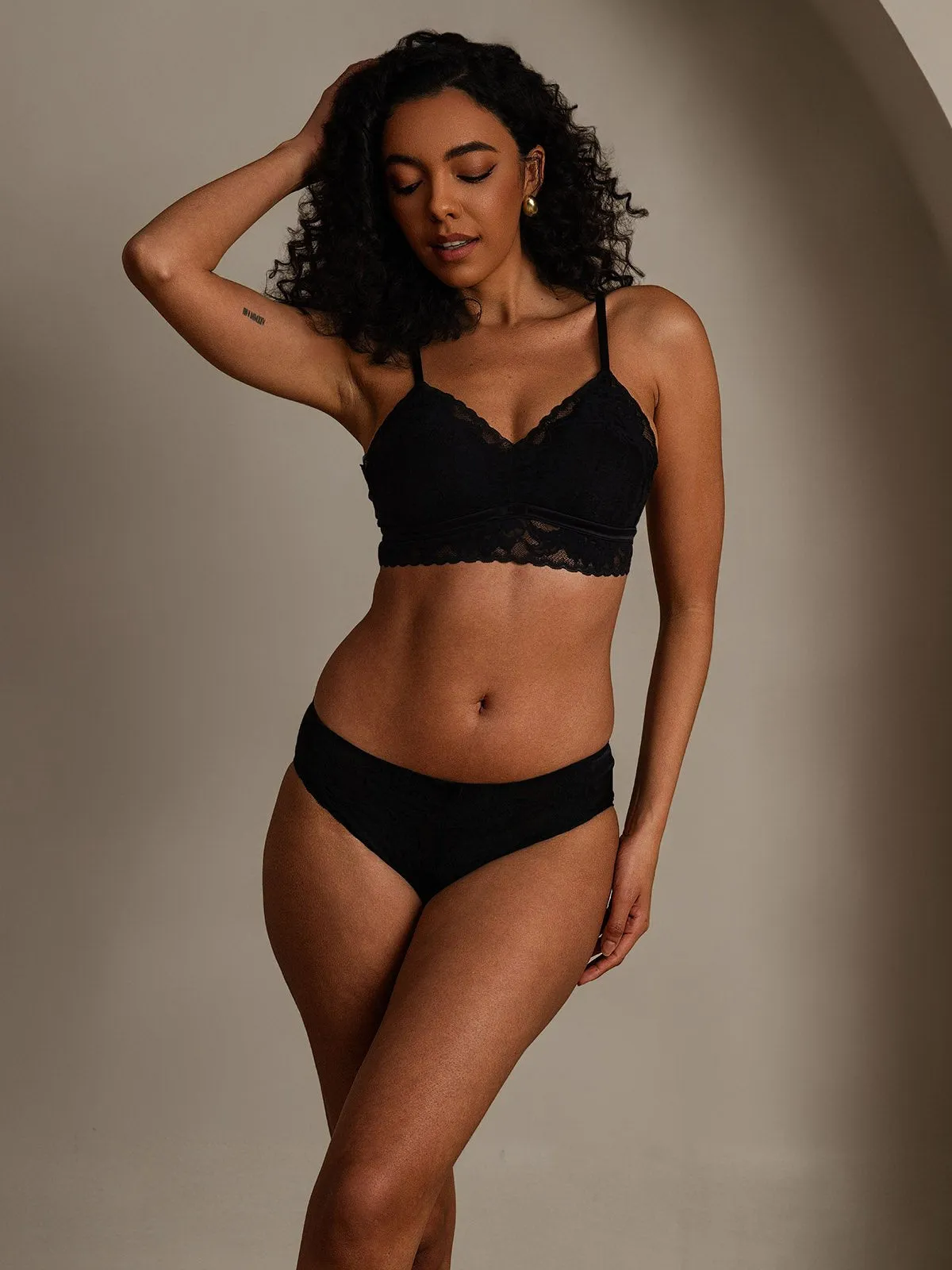 Lace Trimmed Silk Blend Bra & Panty Set
