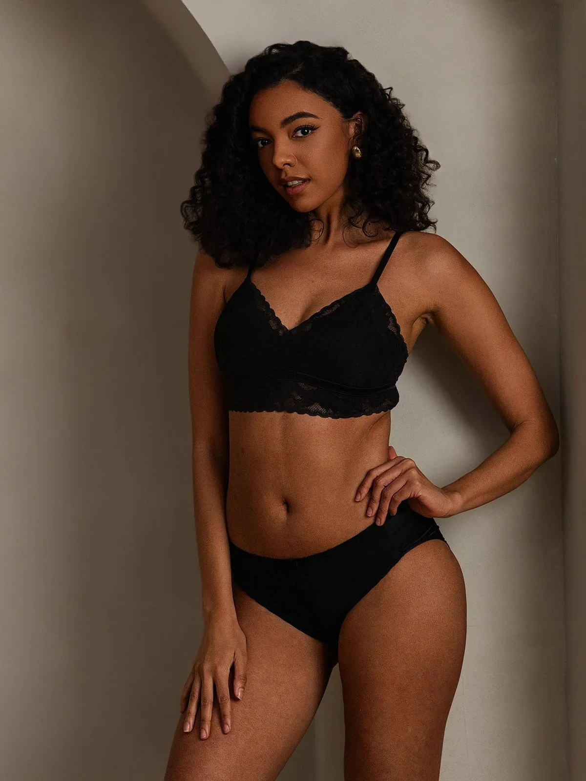 Lace Trimmed Silk Blend Bra & Panty Set