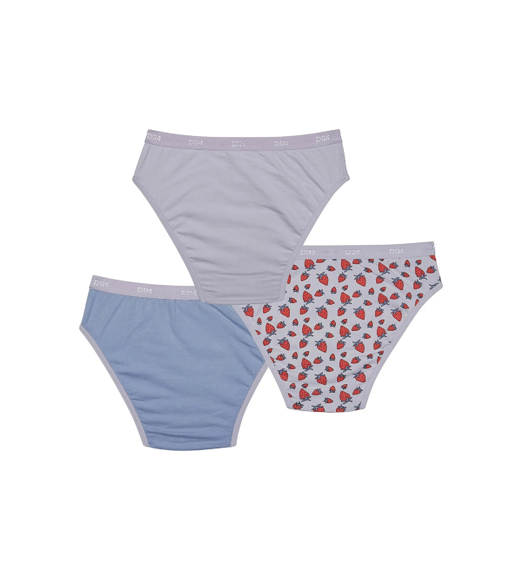 Les Pockets Pack of 3 Lilac girl's knickers in stretch cotton with strawberry pattern