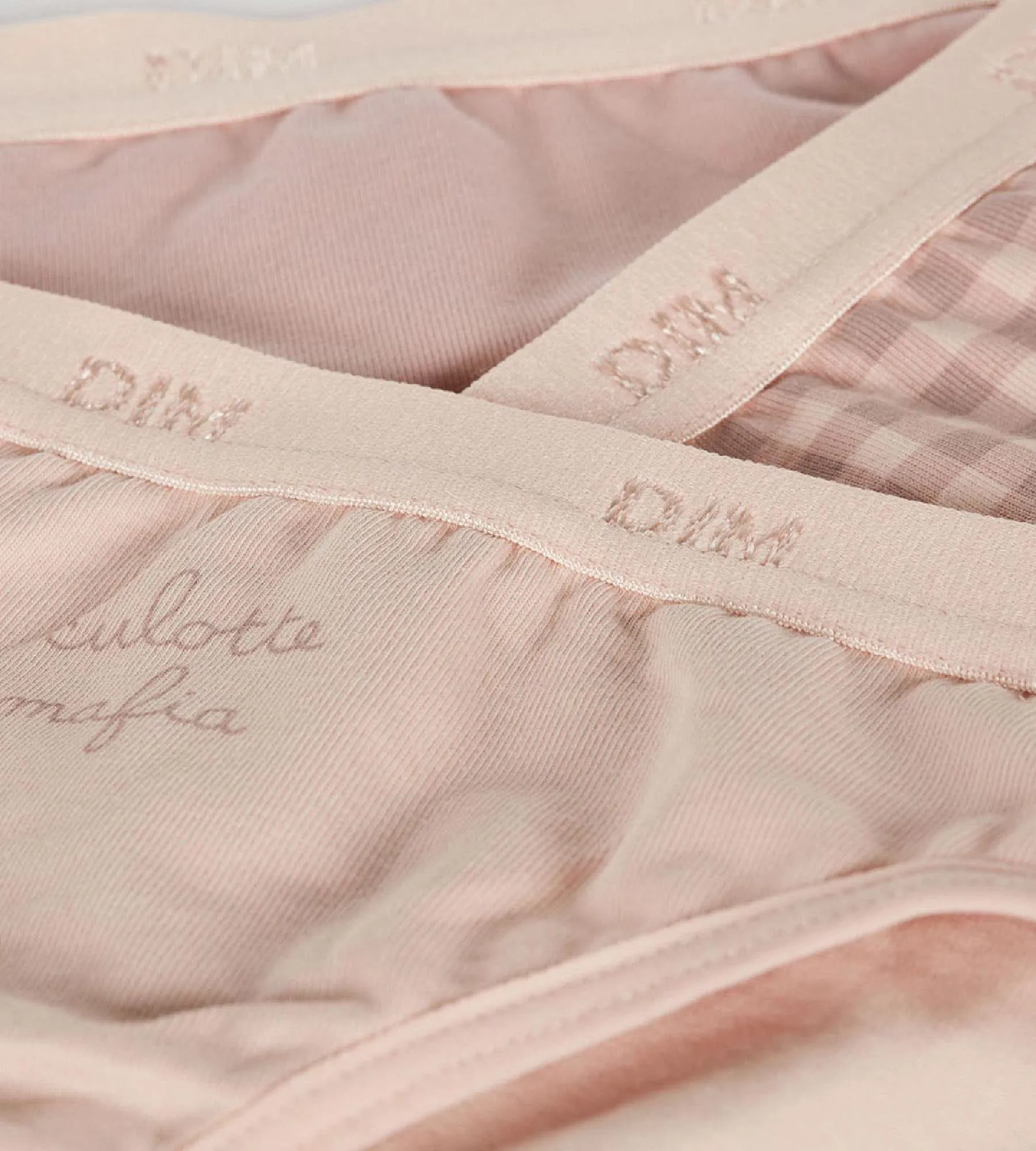 Les Pockets Pack of girl's purple stretch cotton knickers with gingham pattern