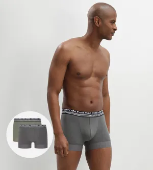 Lot de 2 boxers homme en coton extensible Vert Olive Stay and Fit
