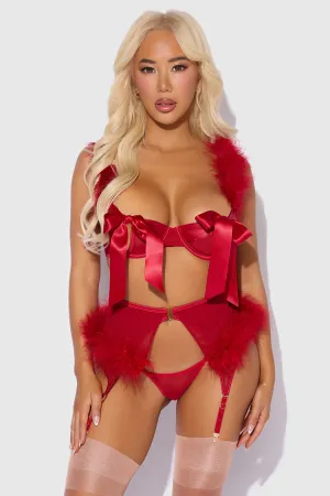 Marilyn Feather & Mesh Lingerie Set