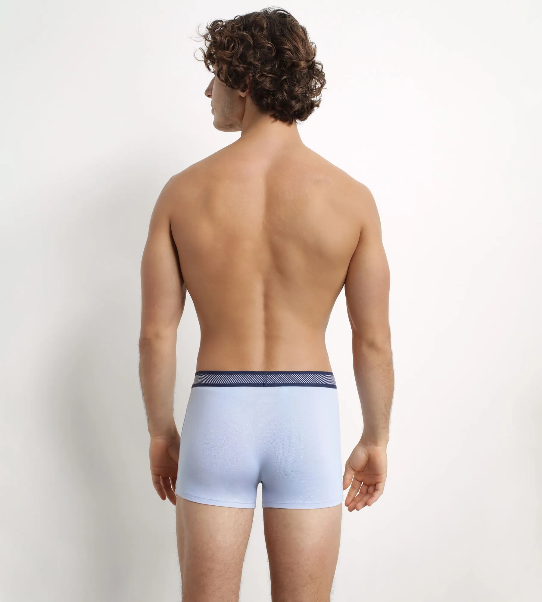 Men's boxer shorts in modal cotton with striped waistband Blue Artic Dim Smart