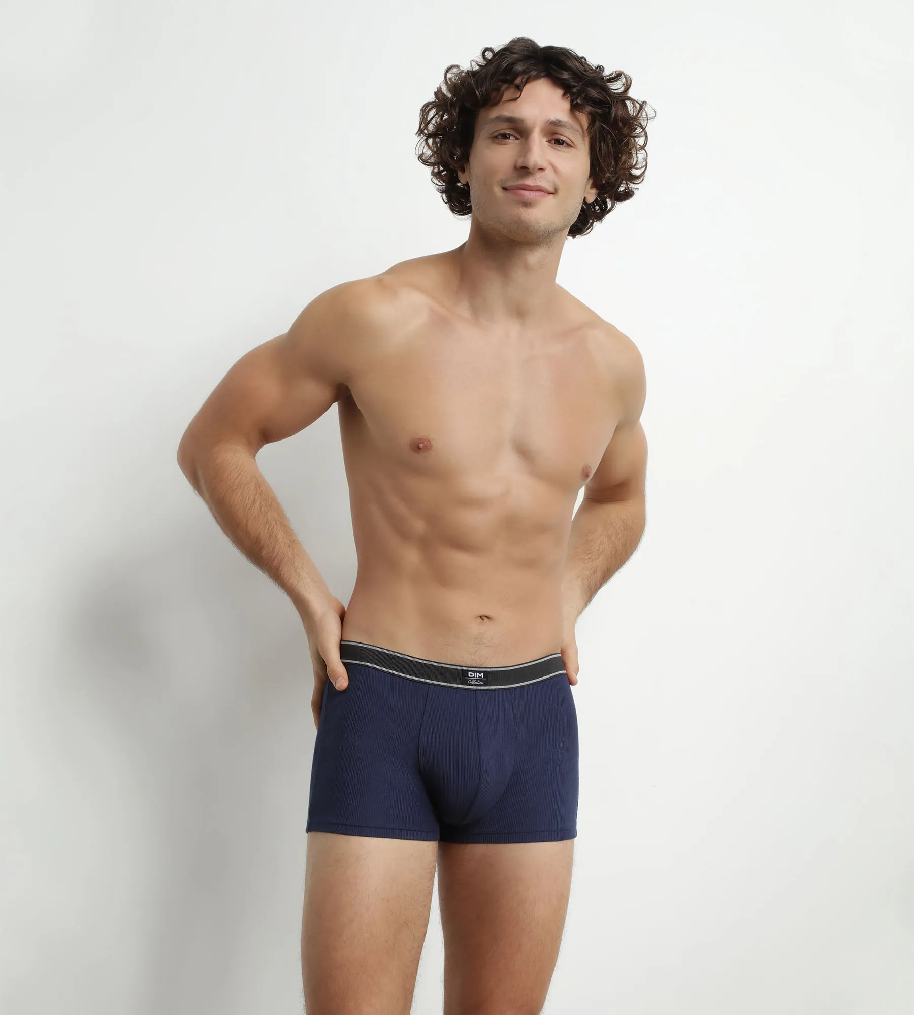 Men's boxer shorts in ribbed modal cotton Dark blue Dim Elegant