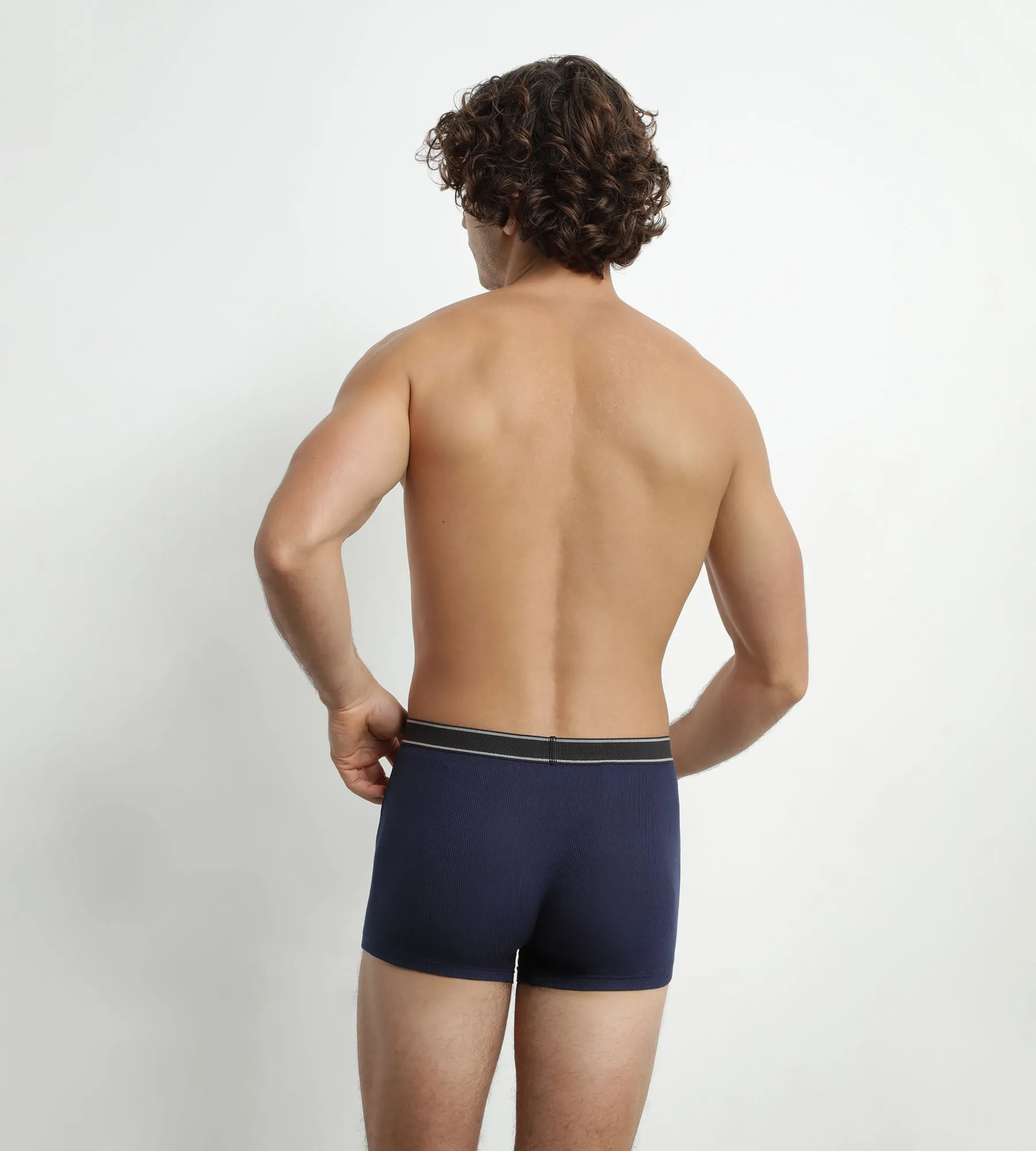 Men's boxer shorts in ribbed modal cotton Dark blue Dim Elegant