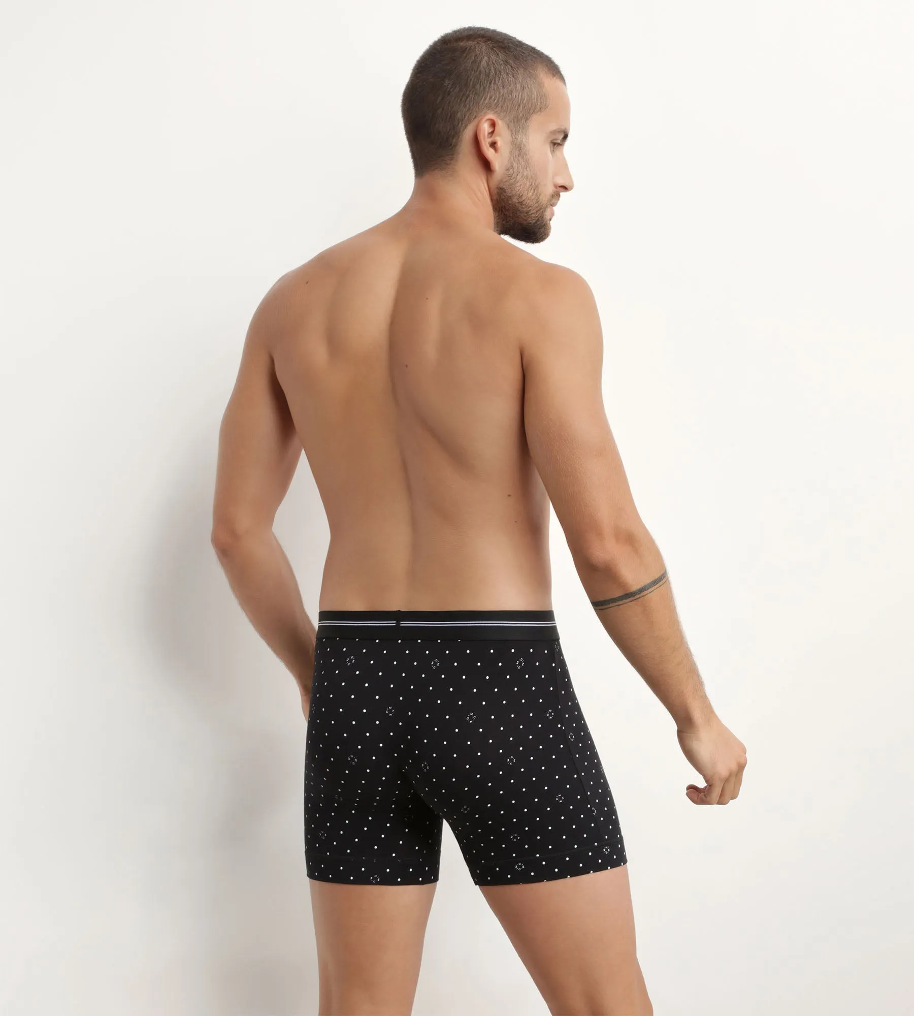 Men's microfibre boxers in Black with logomania pattern Dim Icons Essentiel