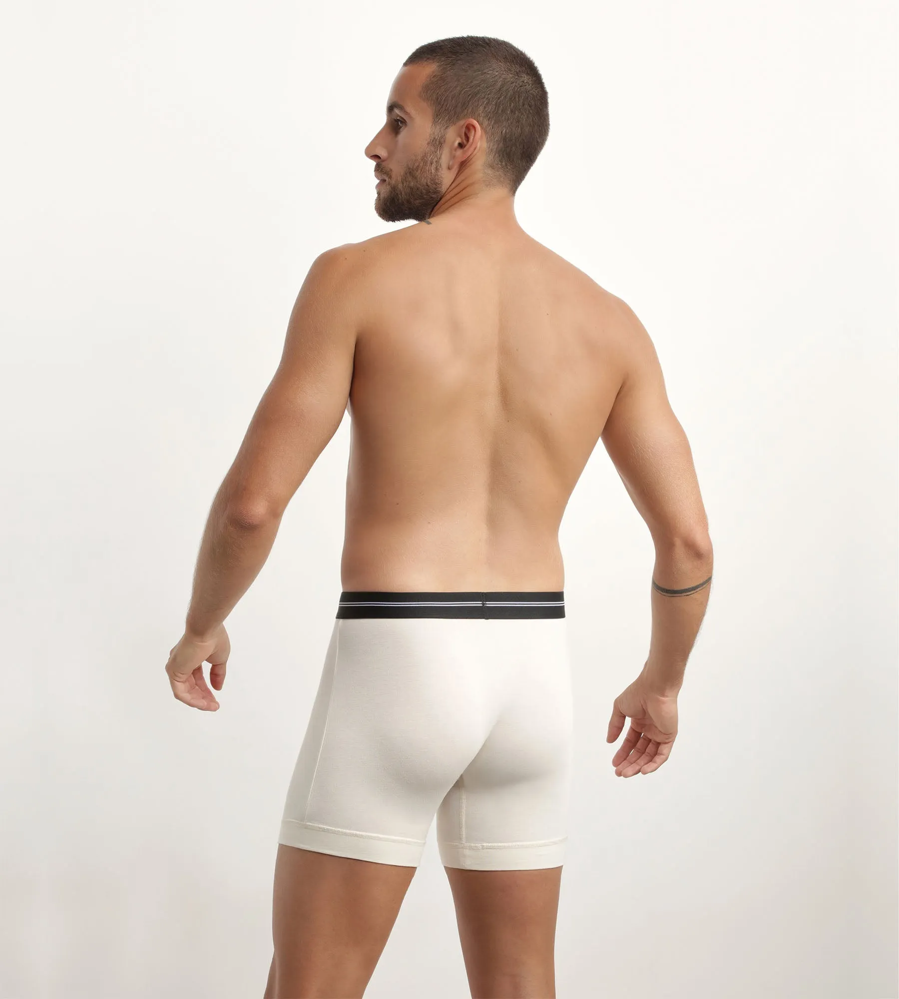 Men's microfibre boxers with flat seams in Beige Dim Icons Essentiel