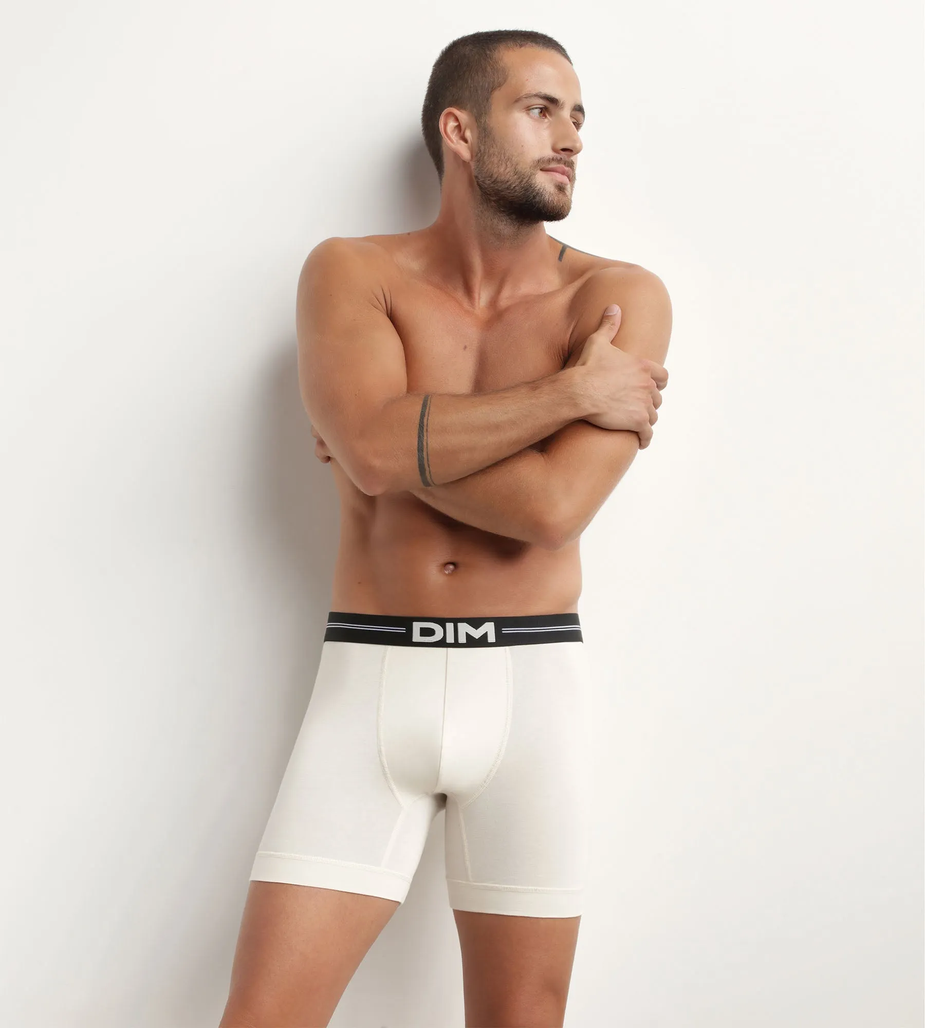 Men's microfibre boxers with flat seams in Beige Dim Icons Essentiel