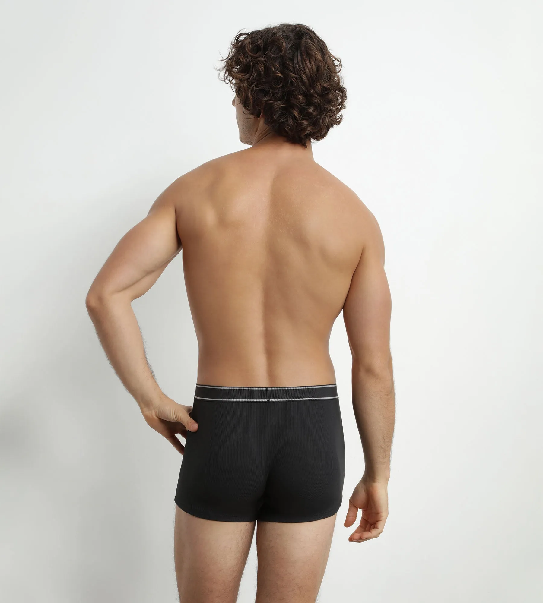 Men's ribbed modal cotton boxer shorts Black Dim Elegant
