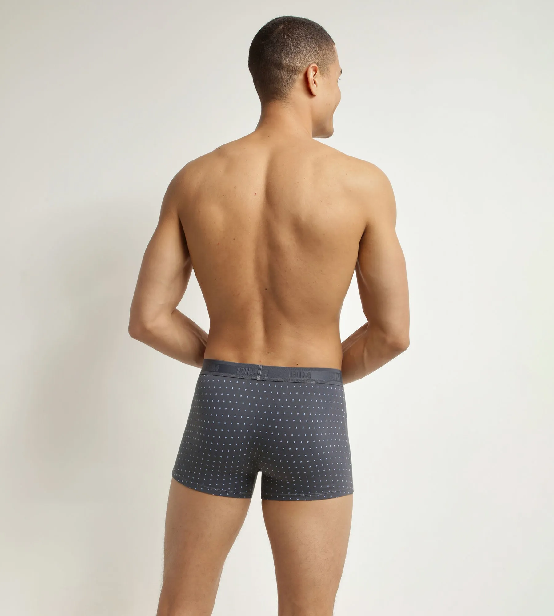 Men's stretch cotton boxer shorts in lavender with polka dots Dim Fancy