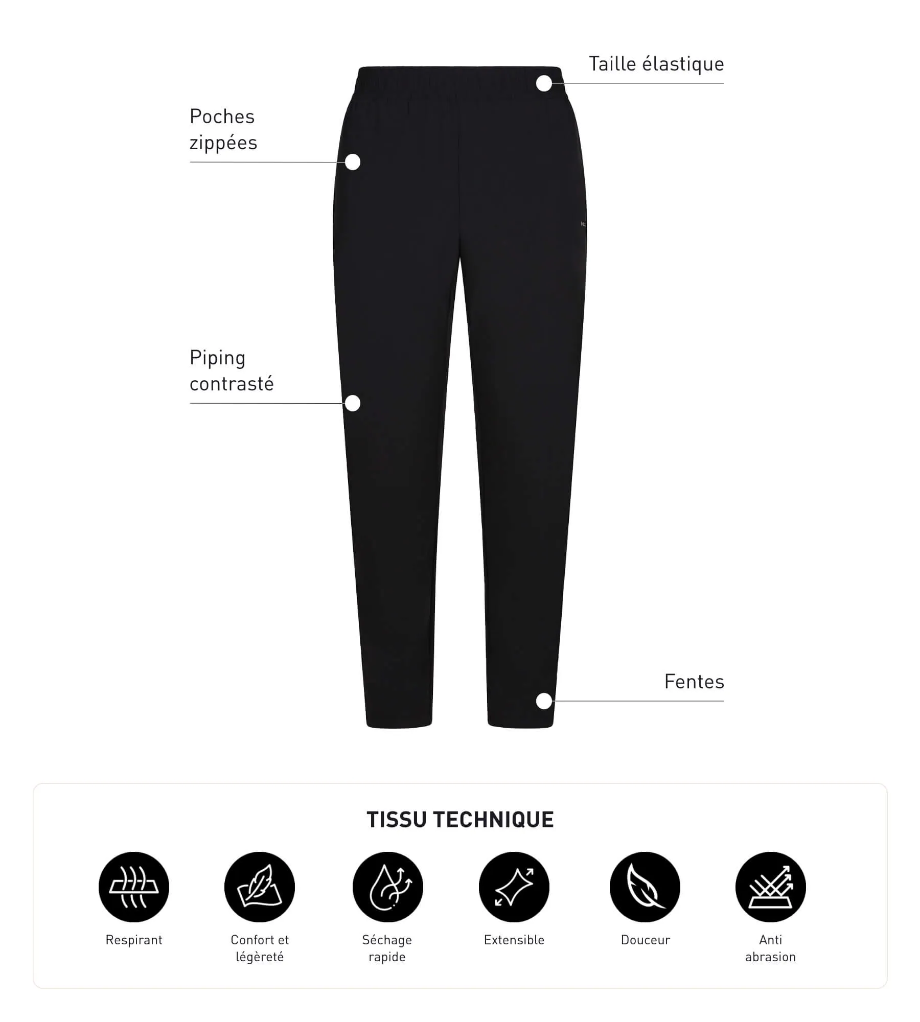 Men's stretch jersey chino trousers Black Dim Move