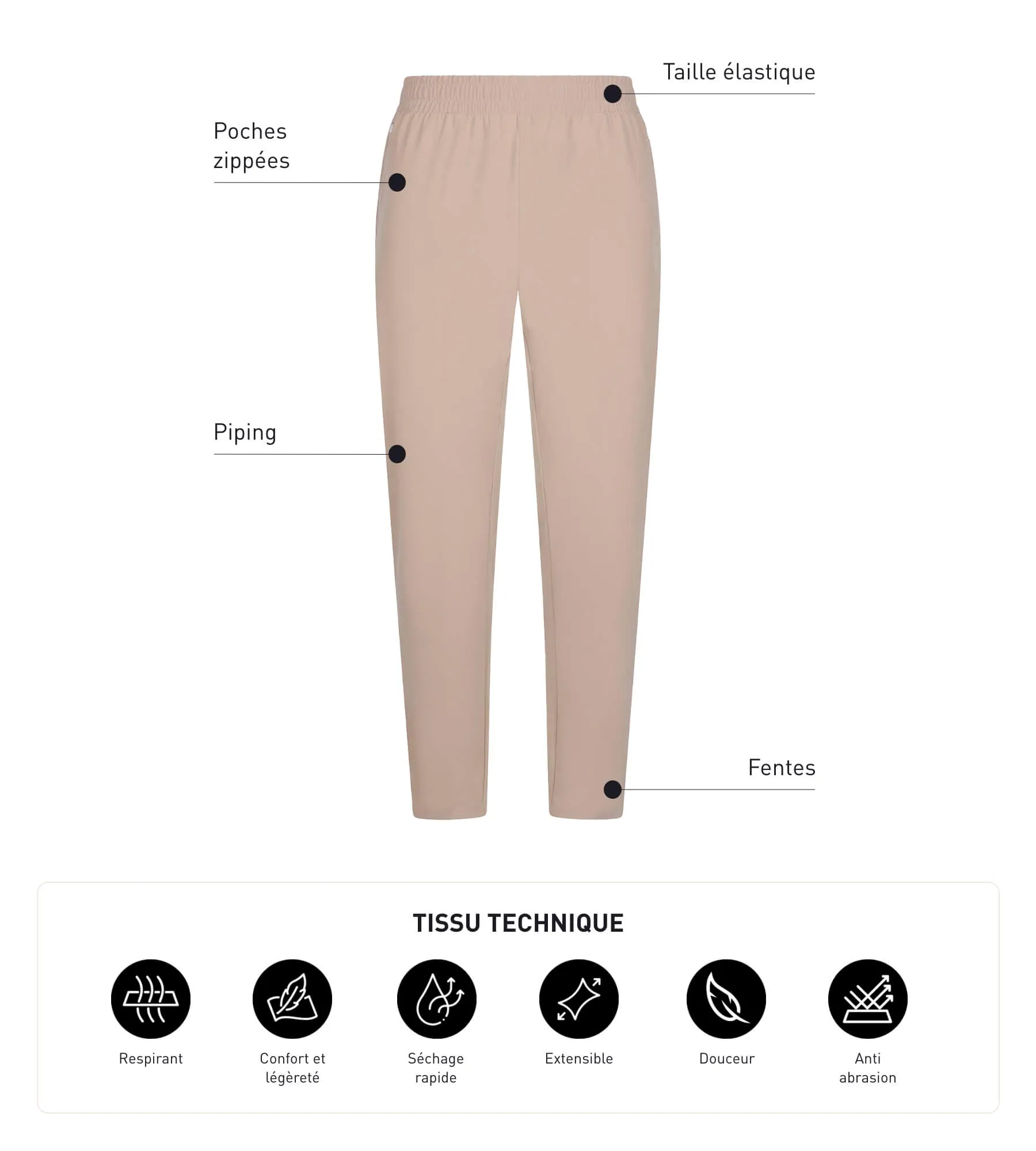 Men's stretch jersey chino trousers Dim Move Beige