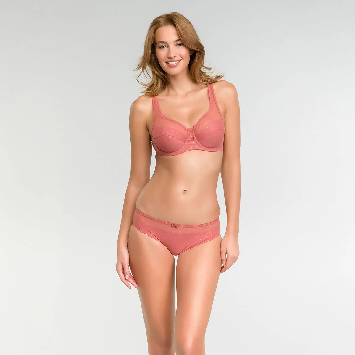 Microfiber pink brief with golden dotted swiss - Dim Generous