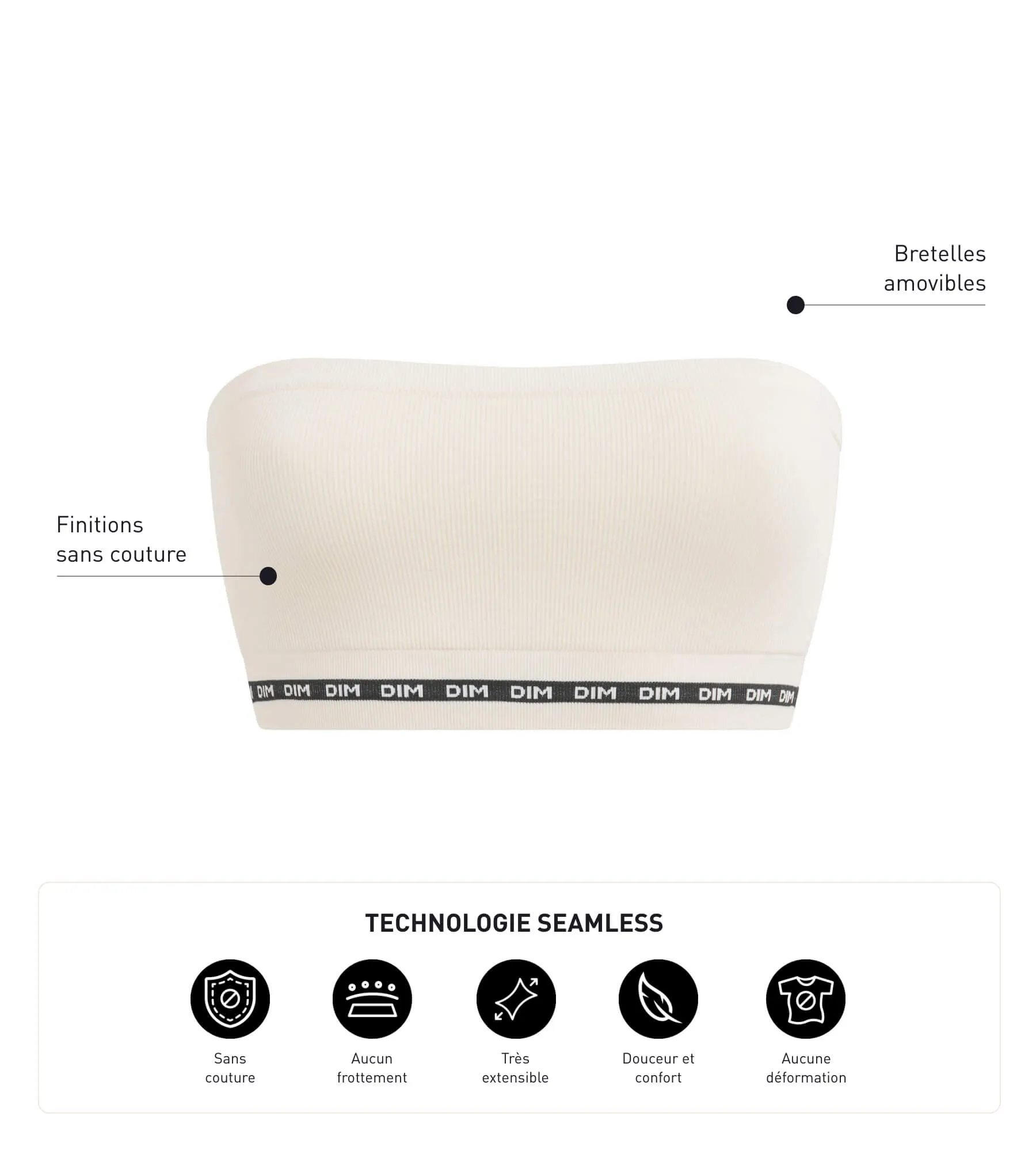 Microfibre wireless Beige bandeau bra Dim Icon Seamless