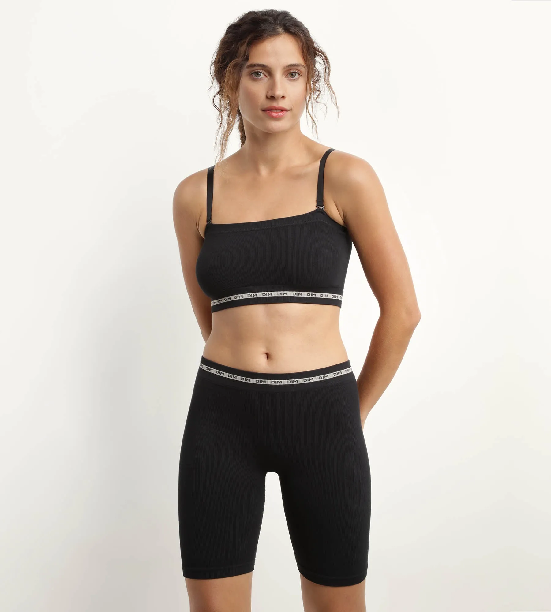 Microfibre wireless Black bandeau bra Dim Icons Seamless