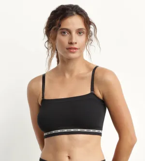 Microfibre wireless Black bandeau bra Dim Icons Seamless