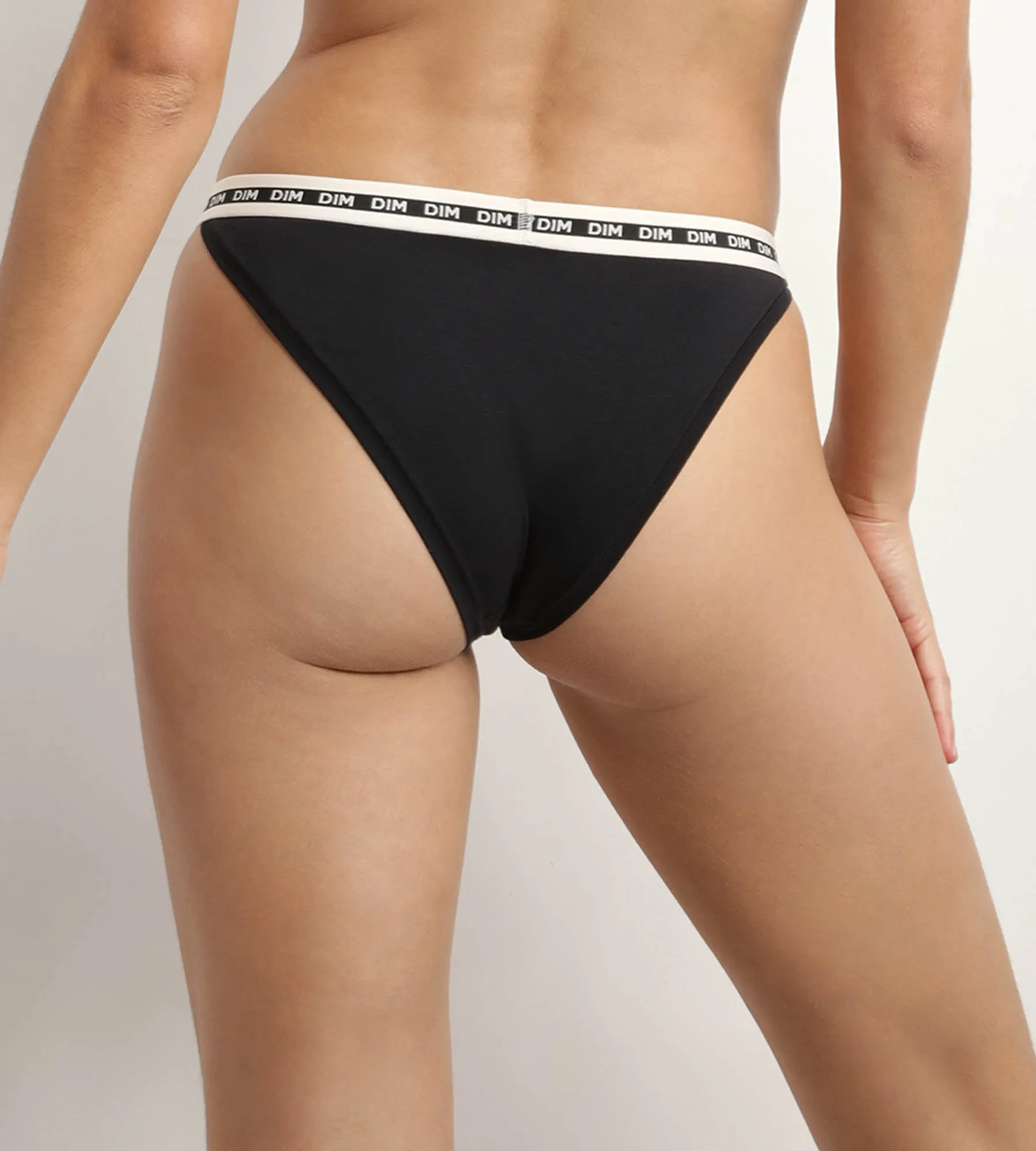 Modal cotton tanga in Black and Beige waistband Dim Icon Essentiel