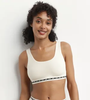 Modal polyamide wireless Beige crop top bra  Dim Icons Essentiel