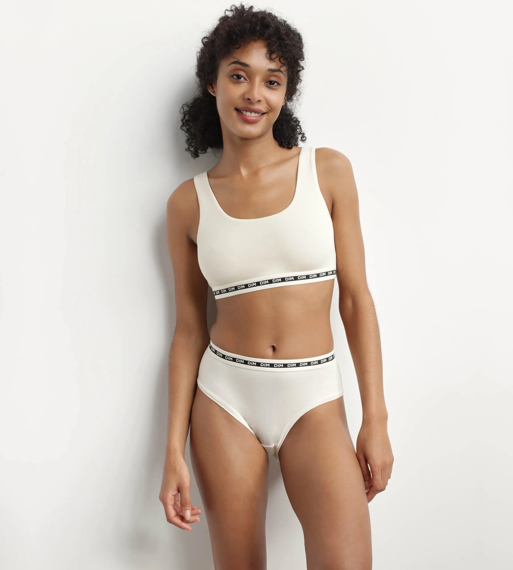 Modal polyamide wireless Beige crop top bra  Dim Icons Essentiel