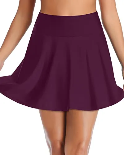 Modest Coverage High Waisted Swim Skirt-Maroon
