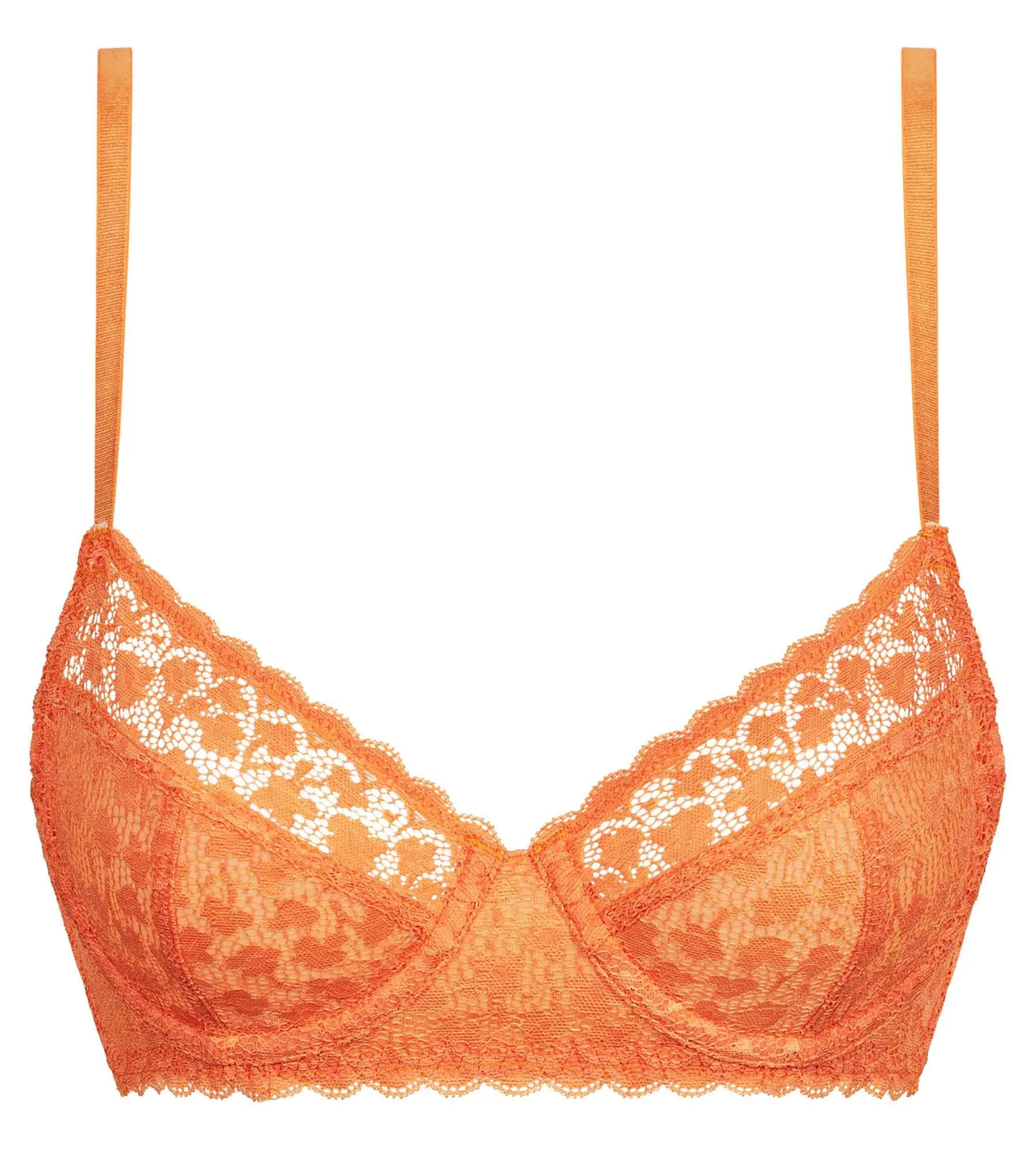 Orange floral lace underwired bra for women Daisy lace