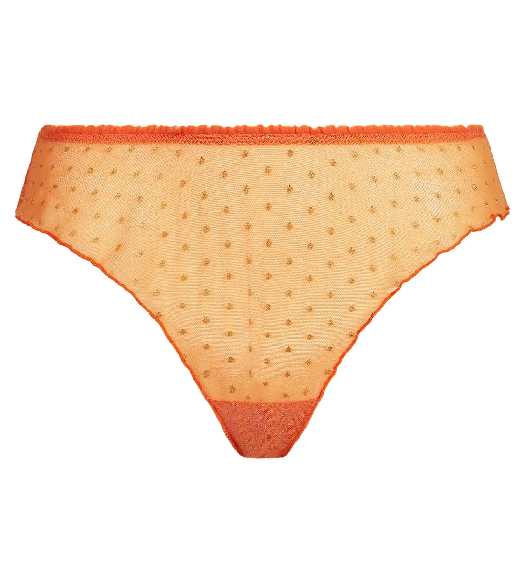 Orange translucent tullebrief bloomer with Lurex polka dots Dim Shiny Mesh