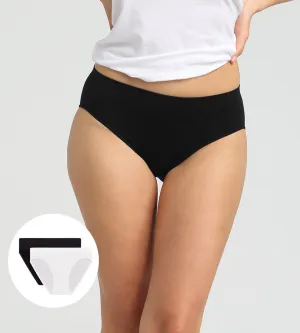 Pack of 2 black and white seamless microfibre panties Les Pockets Eco