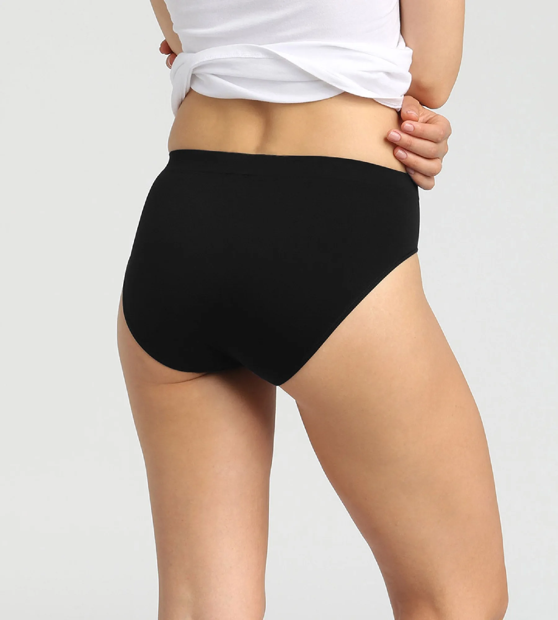 Pack of 2 black and white seamless microfibre panties Les Pockets Eco