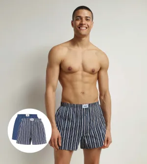 Pack of 2 boxer shorts men's Indigo striped organic cotton Dim Good