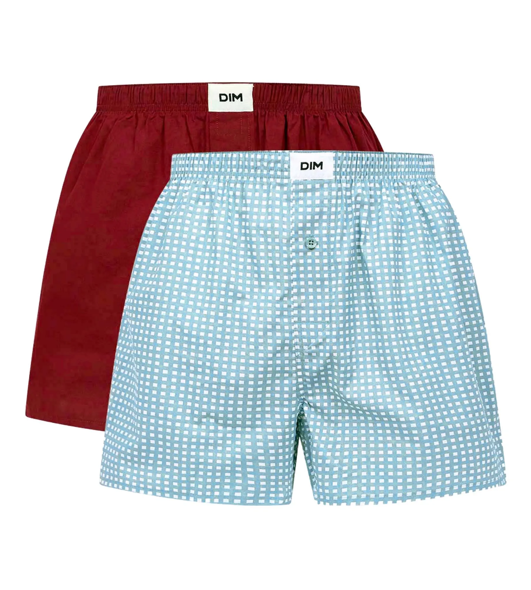 Pack of 2 boxer shorts men's Red Green organic cotton Vichy pattern Dim Good