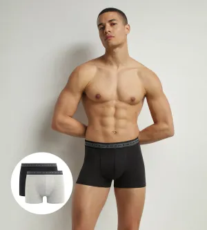 Pack of 2 boxers men's Black and Pearl Grey organic cotton Dim Good