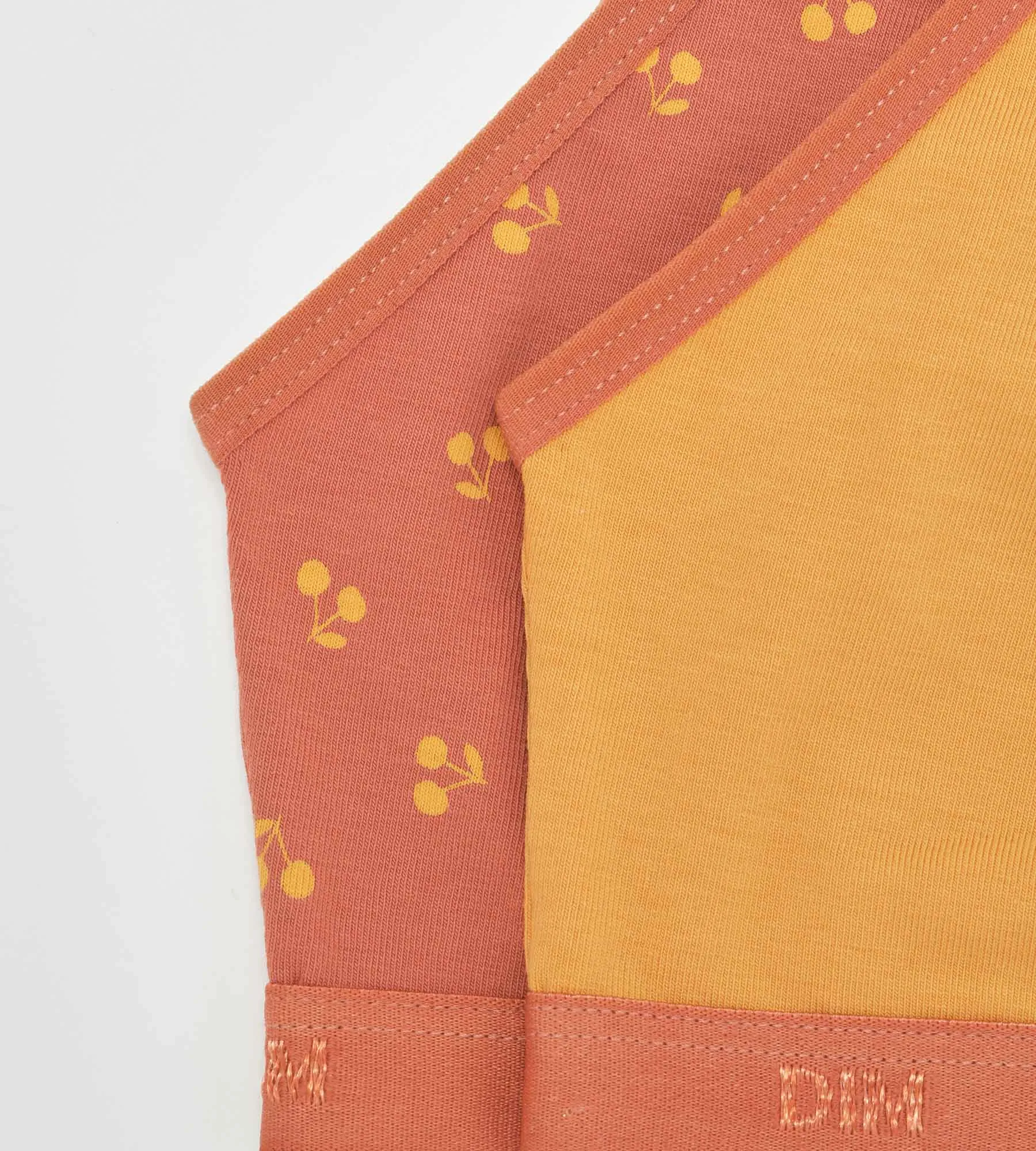 Pack of 2 girls' cotton bralettes in yellow with cherry pattern Les Pockets