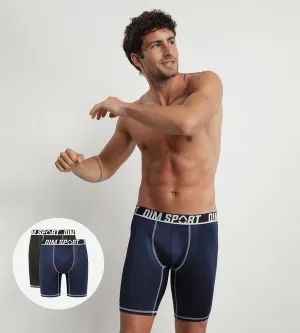 Pack of 2 Grey and Black Dim Sport microfibre thermo-regulating boxers
