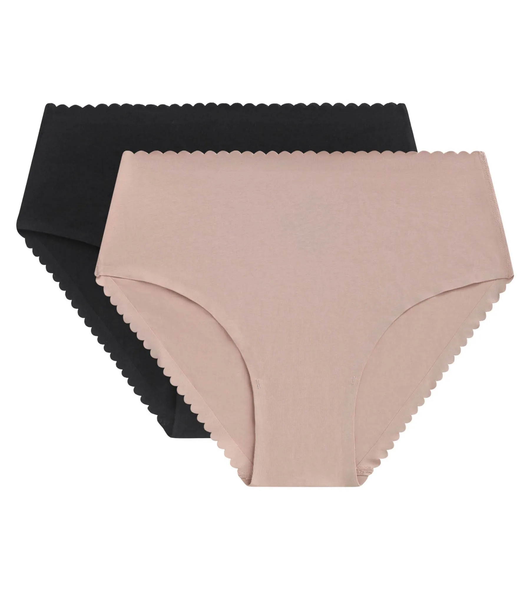 Pack of 2 high-rise briefs in stretch cotton in Flesh Black Body Touch Easy