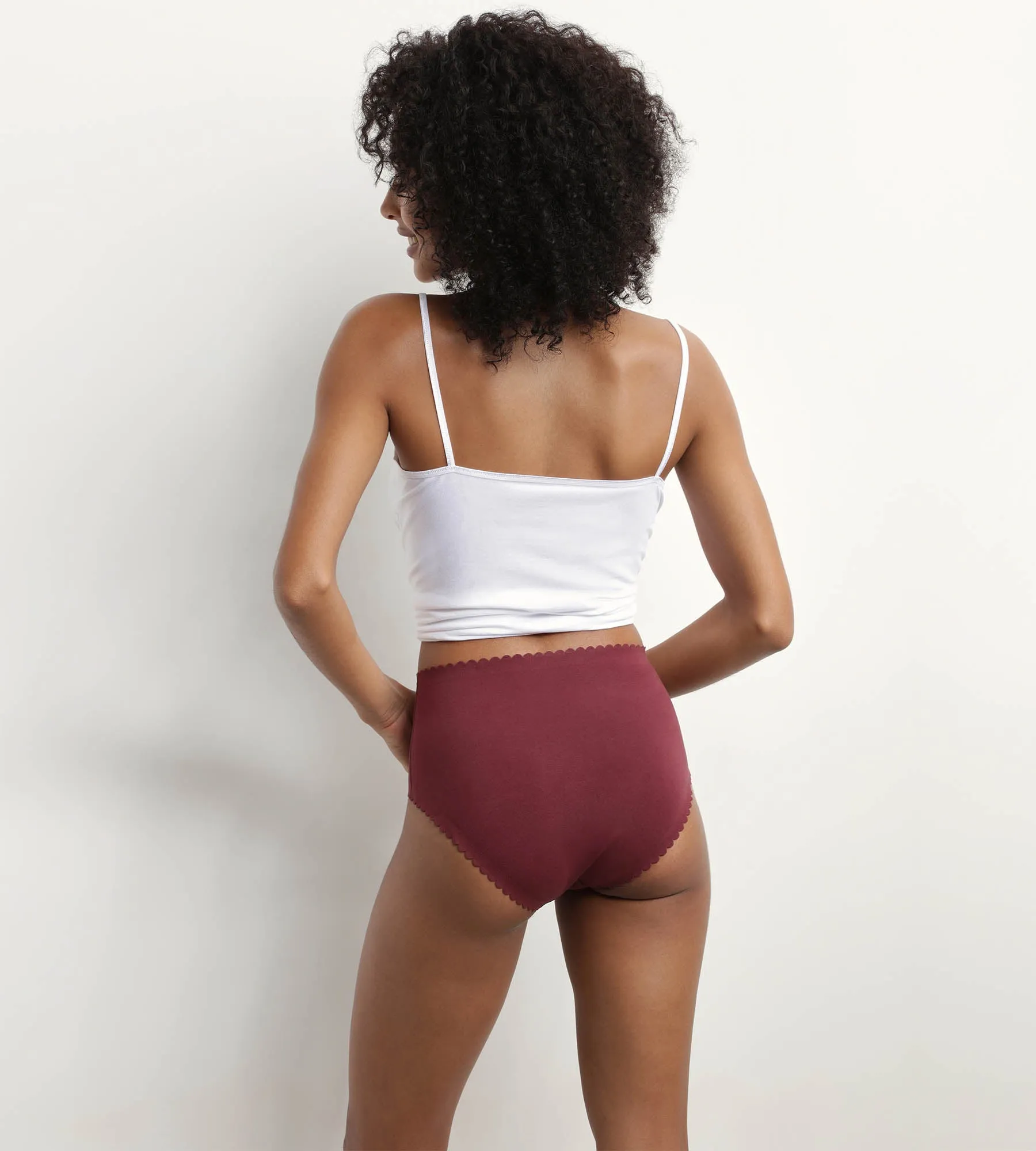 Pack of 2 high-rise briefs in stretch cotton in Ruby Pink Body Touch Easy